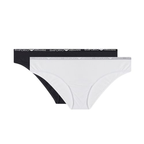 Женские трусы брифы набор из 2 штук (белый, черный) Emporio Armani 164408_CC318 00911