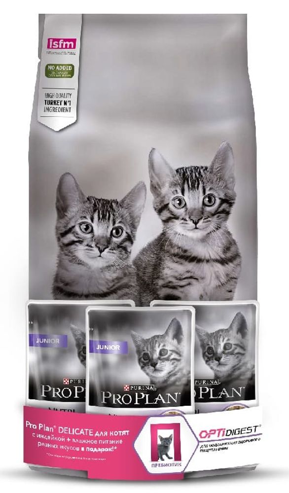 PRO PLAN 1,5кг + 3 пауча, Корм для котят с ЧувПищев, Индейка (12403791) PRO PLAN 1,5кг + 3 пауча, Корм для котят с ЧувПищев, Индейка (12403791)