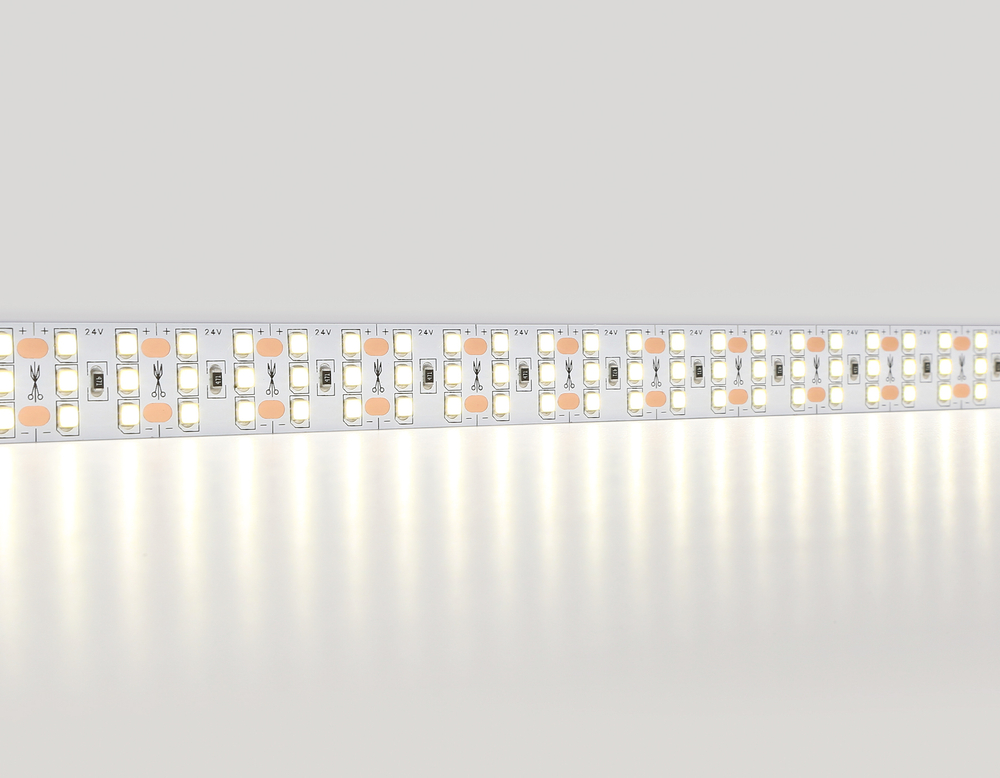 Светодиодная лента трехрядная GS3902 2835 324Led/ 26W m/ 24V IP20 4500K/ 5000*18*1.2mm/ кратность резки 18.5mm (2 конт.)