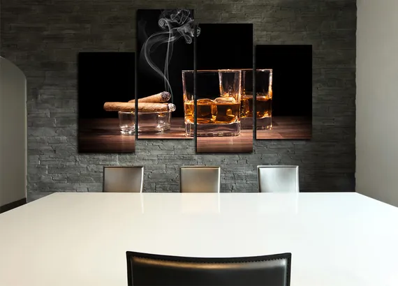 Модульная картина " Бокал виски "