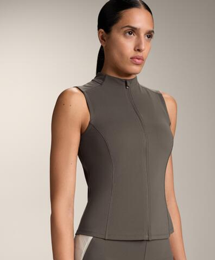 Oysho Футболка на молнии без рукавов, угольный