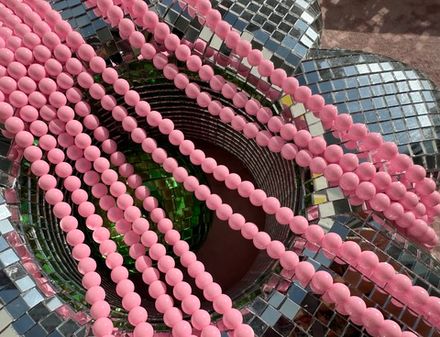 Нить бусин для украшений 6мм, "Майорка-Розовая" (имитация)