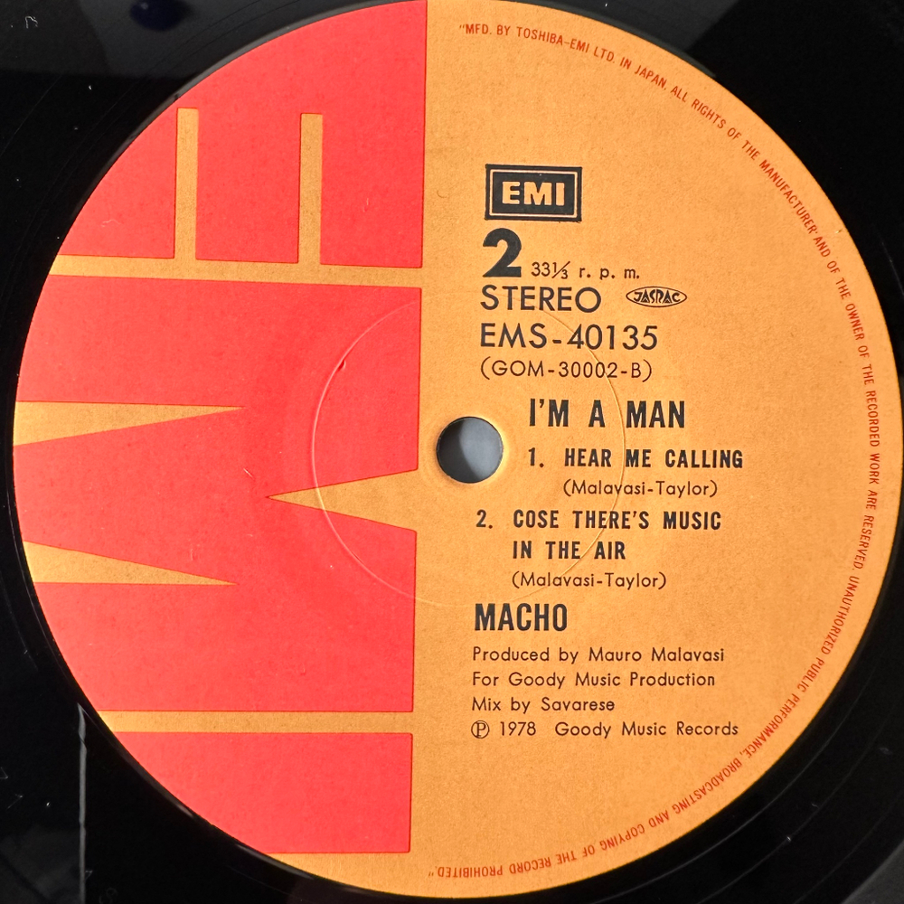 Macho ‎– I'm A Man (Япония 1978г.)