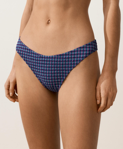 OYSHO Полуоткрытые плавки бикини U-образной формы в клетку виши, темно-синий