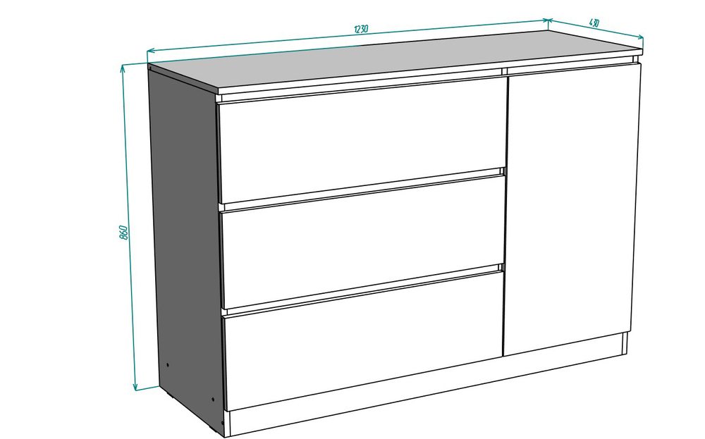 Комод MALM Т-7 Stern Белый снег 8685 BS 123*43*86 см, Белый   Фиеста