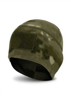 Тактическая военная флисовая шапка с липучкой Мох