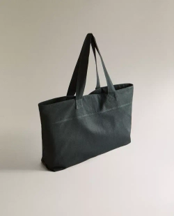 ZARA HOME ПЛЯЖНАЯ ХЛОПКОВАЯ СУМКА, ЗЕЛЁНЫЙ