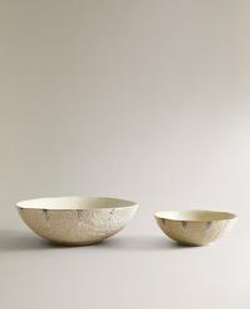 ZARA HOME САЛАТНИЦА С РЕЛЬЕФНЫМ УЗОРОМ, КРЕМОВЫЙ