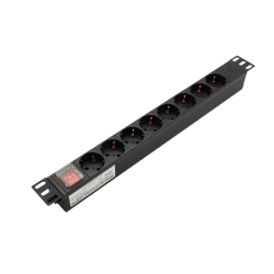 PROconnect (04-0309) Блок розеток 19", 1U, 10А, 8 розеток, корпус алюминий, со шнуром питания