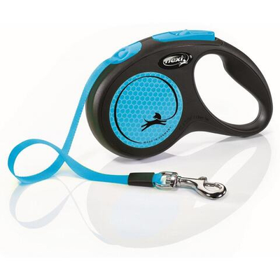 FLEXI Рулетка NEW NEON S ремень 5 м 15 кг; неоновый синий