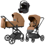 Коляска Carrello Alfa CRL-6522 2025 Ammonite AY329 Pro Absolute Black с базой Isofix 4 в 1 Honey Beige