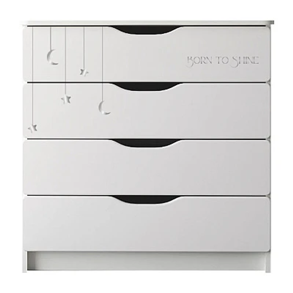 Комод детский с пеленальной доской Indigo Baby Line 800/4 ЛДСП, МДФ звездочки