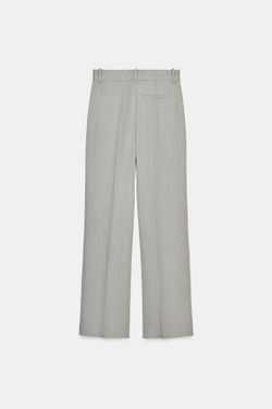 ZARA РАСКЛЕШЕННЫЕ БРЮКИ СТРУКТУРНЫЕ ZW COLLECTION, СЕРЫЙ