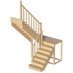 Лестница на второй этаж К-004м/3 Левая с подступенками
