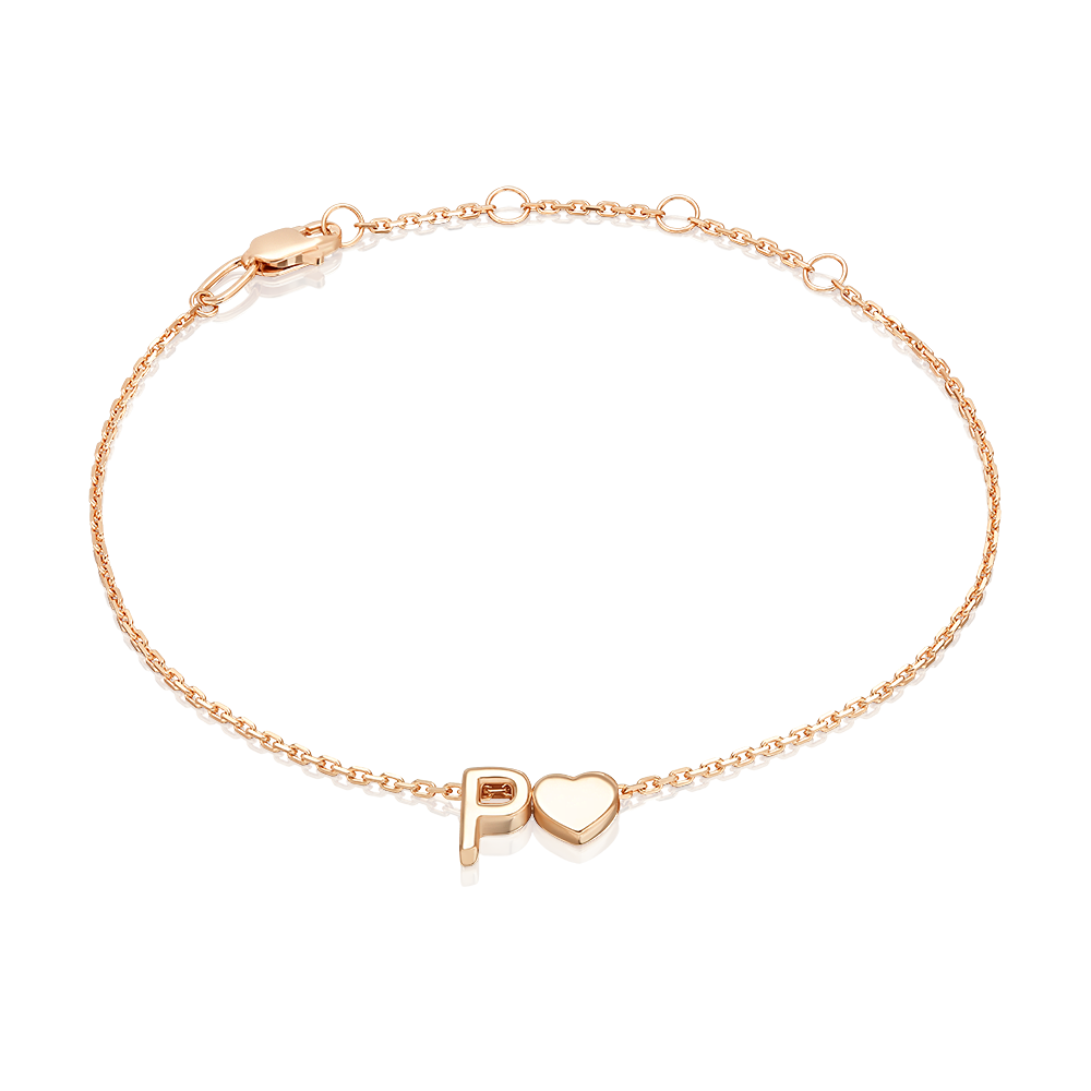 Браслет «Буква Р» из красного золота