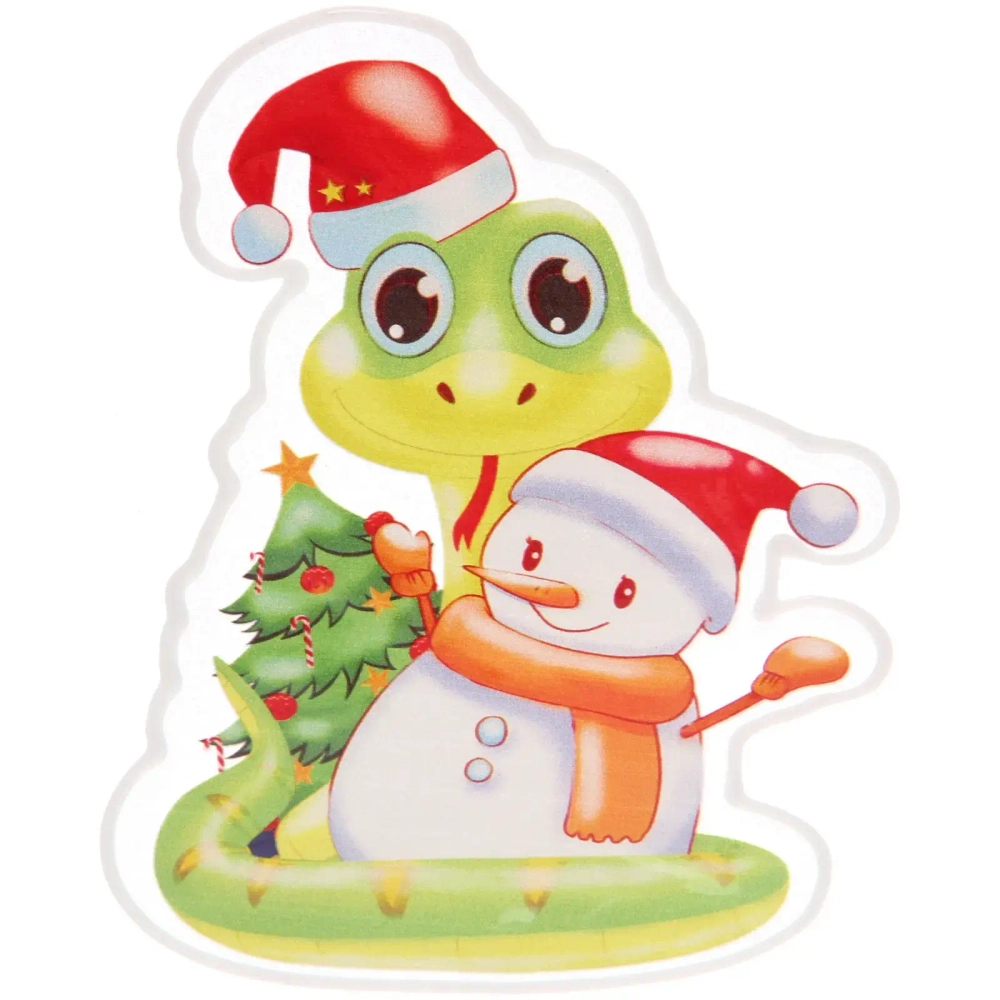 Наклейка на стекло «Змея и снеговик» 15*20 см