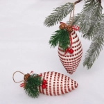 Ёлочные игрушки «Сосульки с бусинками» 12 см (набор 2 шт), Красный