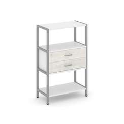 Shelf System Односекционный стеллаж трехярусный с ящиками SN.STM-312 Белый/Дуб Наварра/Металл Серый