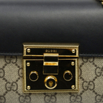 GUCCI Padlock Canvas With Leather Crossbody Bags Small Women"s Ebony & Black
