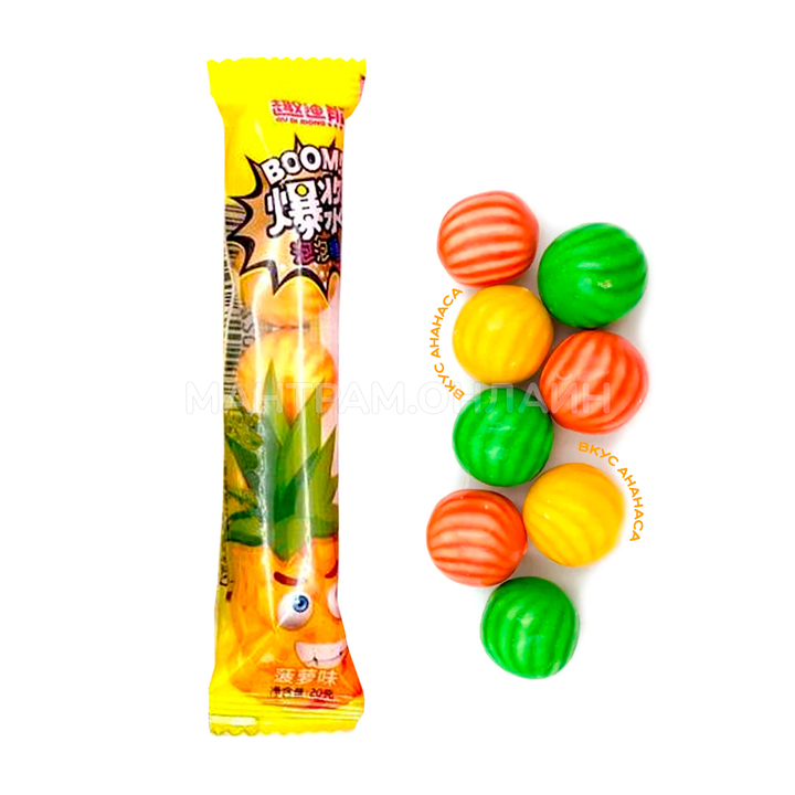 Жевательная резинка арбузики Qu Di Xiong Boom вкус ананас 20 г