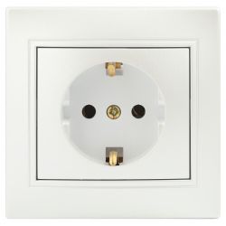 Розетка Intro Plano 1-202-06 с заземлением 2P+E Schuko, 16А-250В, IP20, СУ, перламутр