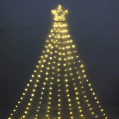 Гирлянда для дома ЗАНАВЕС «Звездное сияние» 2 м (водопад) 196 ламп LED, 7 режимов, IP-20, 220v, Теплый белый