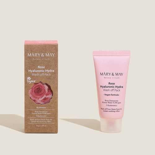 Глиняная маска для глубокого увлажнения Mary&May Rose Hyaluronic Hydra Wash off Pack