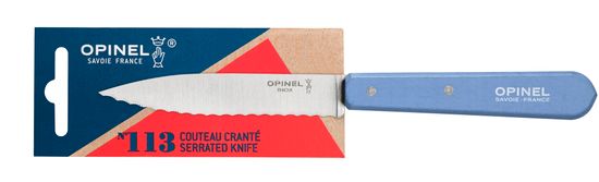 Нож столовый Opinel №113, деревянная рукоять, блистер, нержавеющая сталь, синий 001922