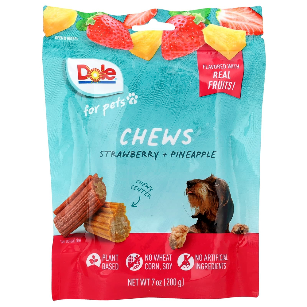 Dole for Pets, жевательные таблетки с клубникой и ананасом, 200 г (7 унций)