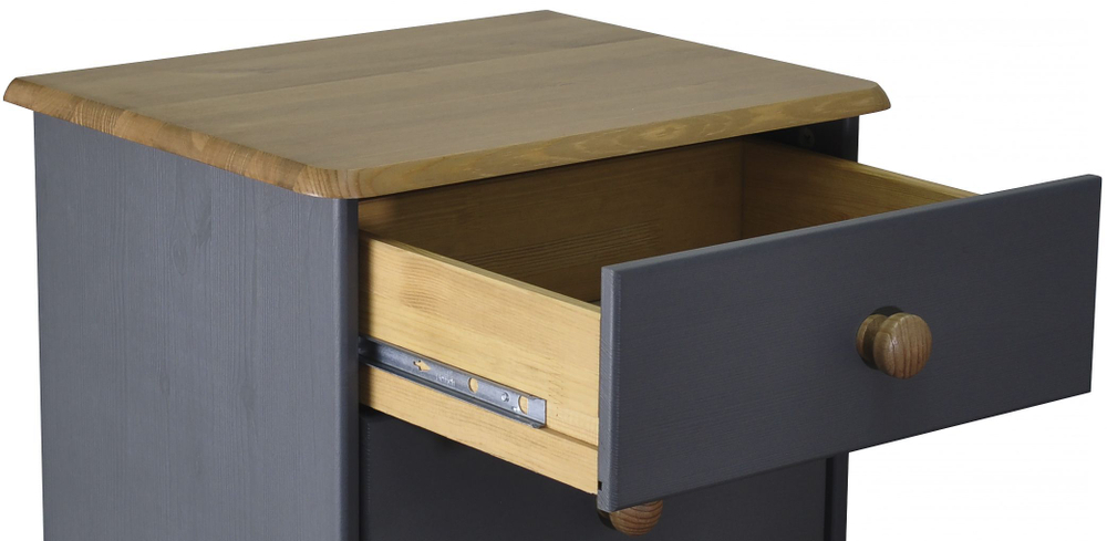 Комод серый с 6 ящиками Хаба из массива сосны, высокий деревянный комод в спальню и детскую, серый/антик