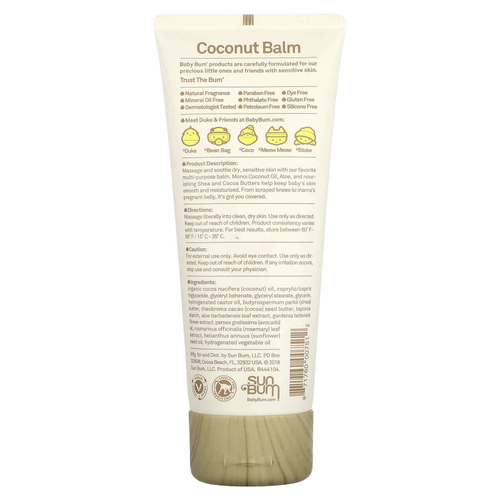 Sun Bum, Baby, кокосовая мелисса, натуральный моной, 85 г (3 унции)
