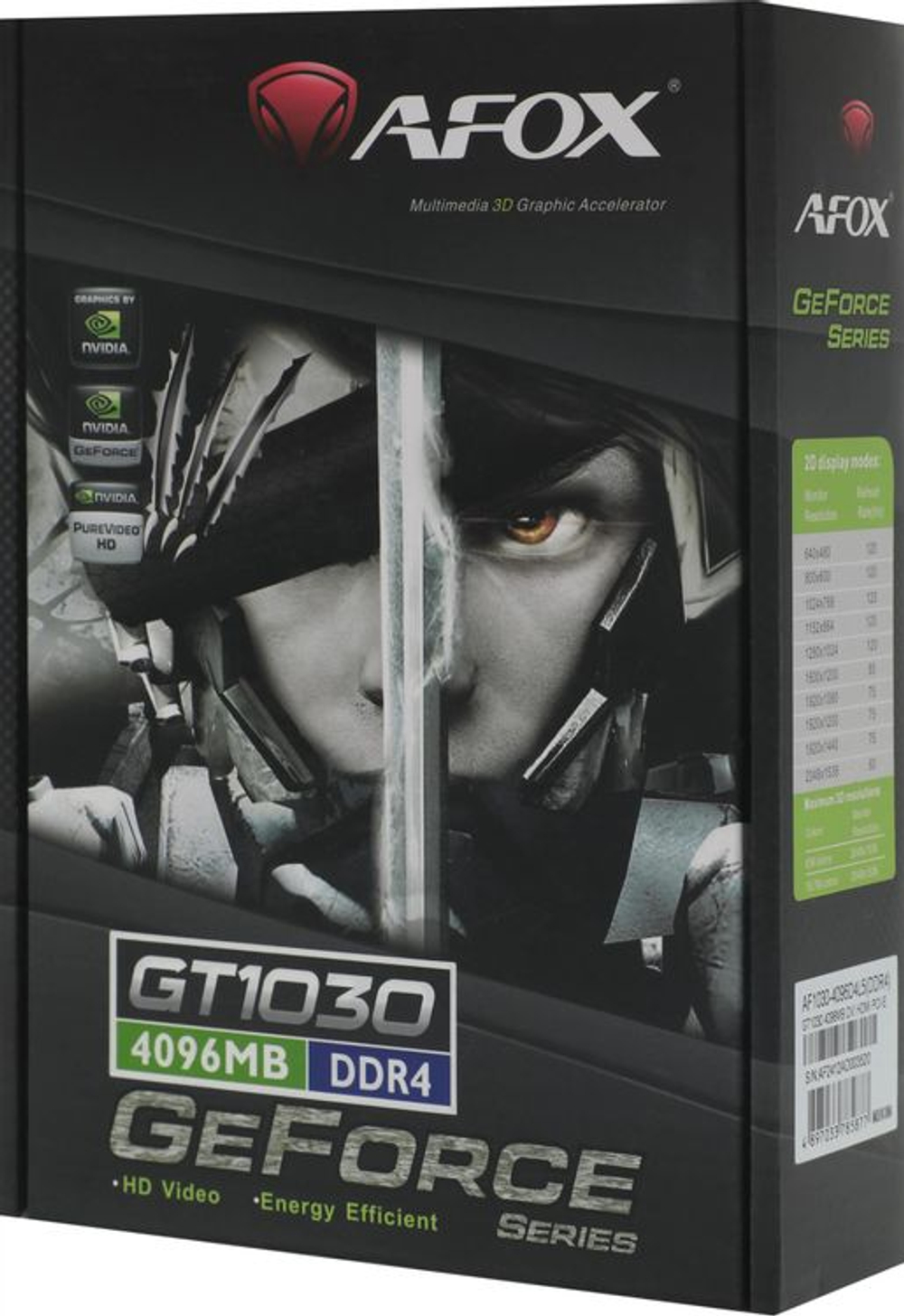 Видеокарта AFOX NVIDIA  GeForce GT 1030 AF1030-4096D4L5 4ГБ DDR4, Ret