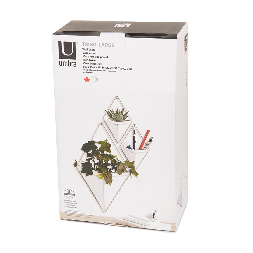 Кашпо для цветов настенное trigg, 22х39 см, белое/латунь