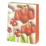 Пакет подарочный бумажный Alingar, (XL) 31х40х12 см, вертикальный, "Цветы 3D", матов. ламинация, ассорти