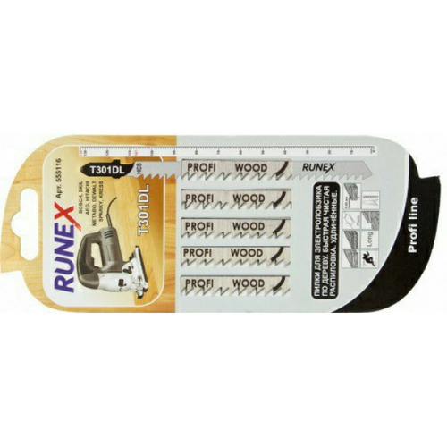Пилки 132x107 мм. 6з/д(древесина,ДСП,пластмасса h=6-85mm)быст.чист.распил.T301DL 5шт/уп "Runex"