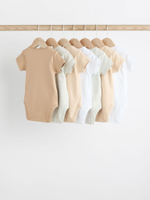 Боди с коротким рукавом для малышей Next 541-754, 7 шт., Белый, Бежевый