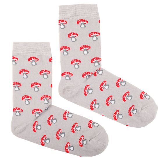 Носки ЗАПОРОЖЕЦ Мухоморы Женские Светло-Серый