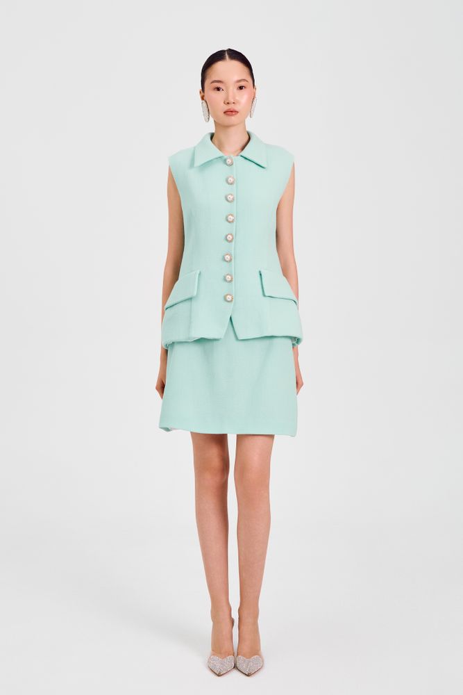 Юбка мини трапеция из лейтмотива мятная