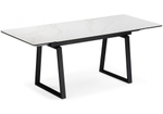 Керамический стол Woodville Джек 140(200)х80 белый мрамор alpin white, черный, ножки черные