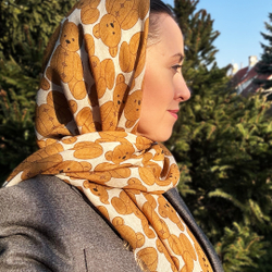 Шаль 120*120см, ТЭДДИ на белом