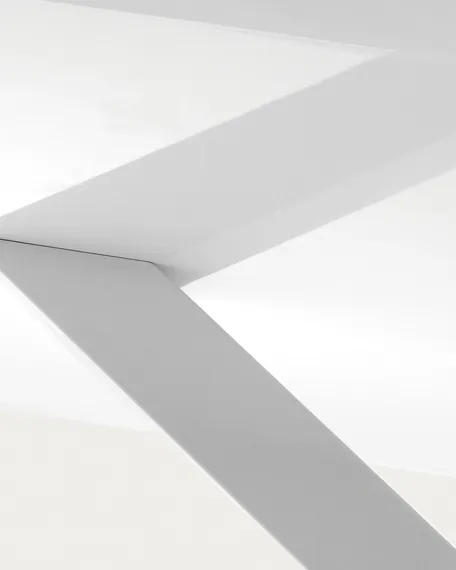 Белый лакированный стол Arya со стальными ножками 200x100