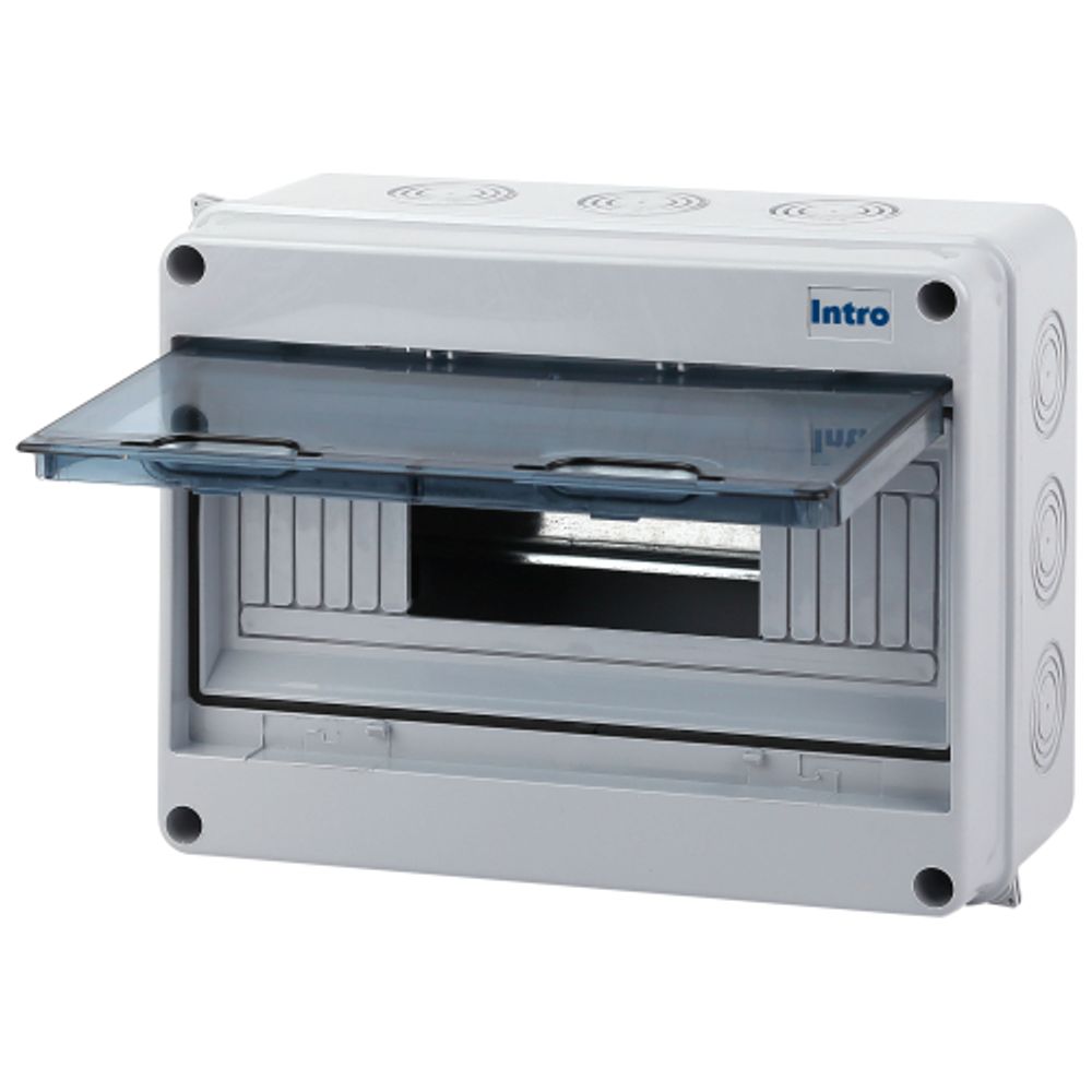 Корпус пластиковый навесной Intro КМПн-12 IP65 герметичный шины N и PE в комплекте серый | Intro