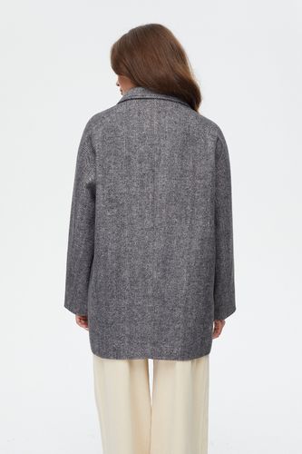 Двубортный темно-серый пиджак из шерсти