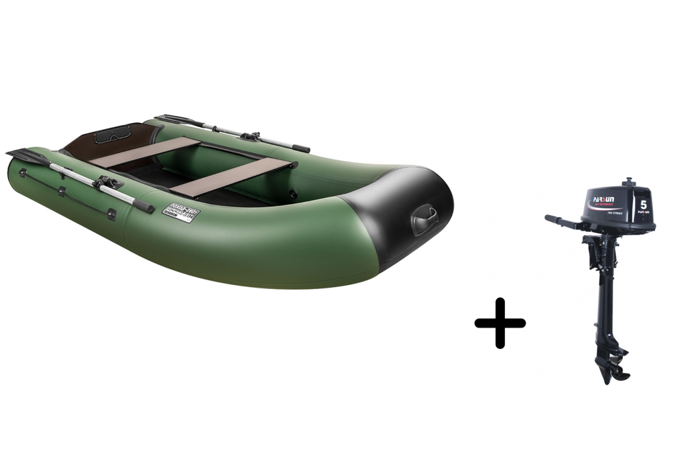 Поход-280T зеленый + PARSUN T 5.0 BMS (комплект лодка + мотор)