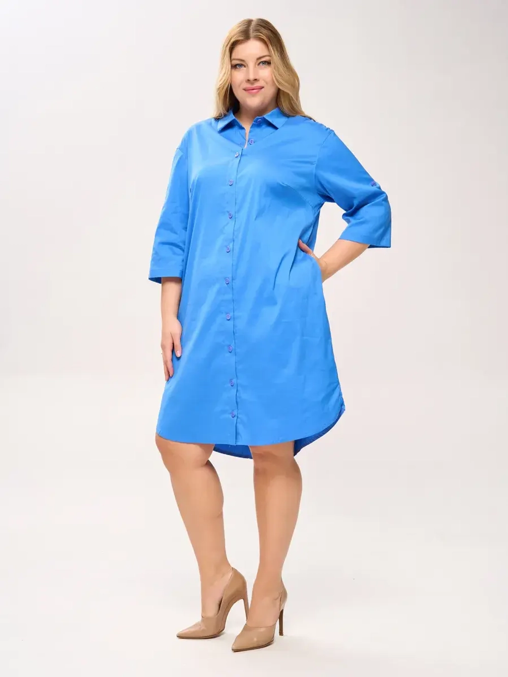 Платье-рубашка с карманами