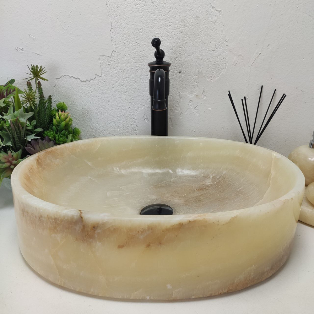 Раковина из оникса Oval Yellow OY-61567 (52*38*14)