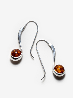 Серьги с натуральны коньячным янтарем. Калининградский янтарь серьги