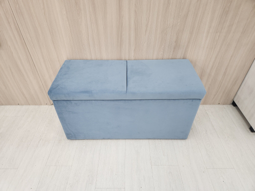 Банкетка голубой велюр с большим ящиком