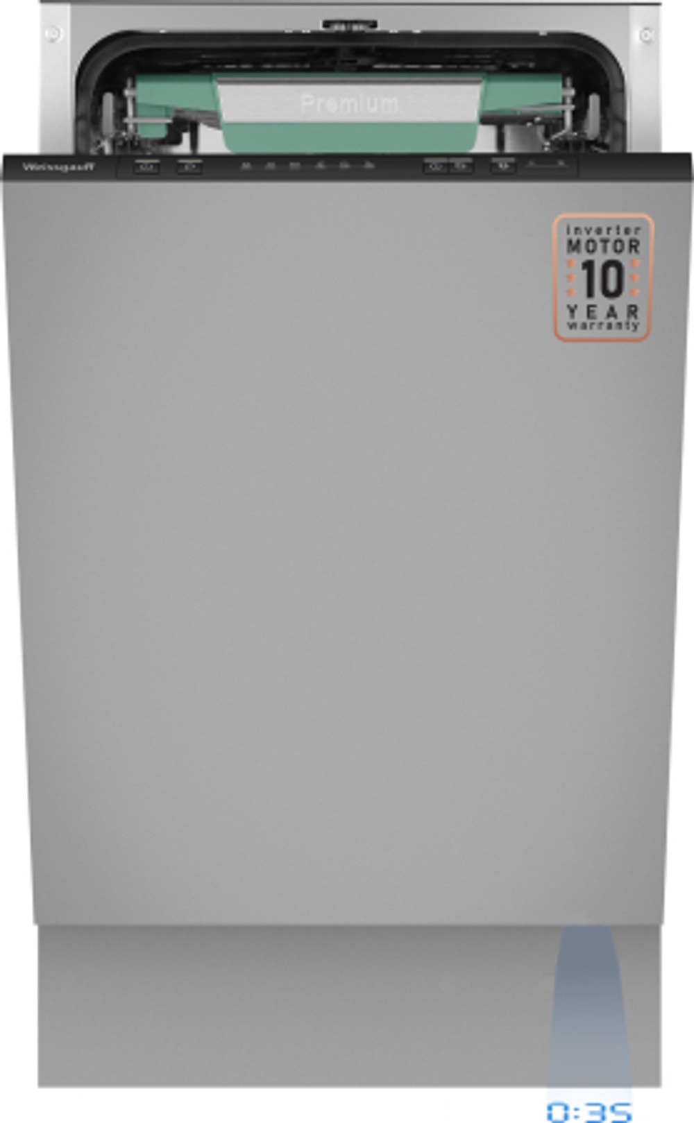 Встраиваемая посудомоечная машина Weissgauff BDW 4536 D Inverter Autoopen Timer Floor узкая (436883)
