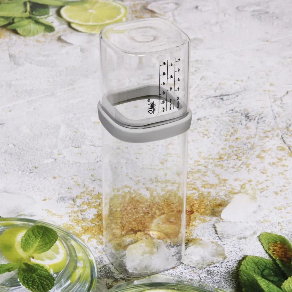 Банка для продуктов стеклянная 800мл «O'lala» с мерный стаканом